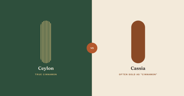 Ceylon cinnamon versus cassia cinnamon comparison illustration