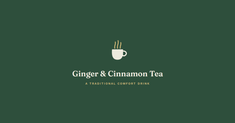 Illustration of a steaming mug for ginger and cinnamon tea